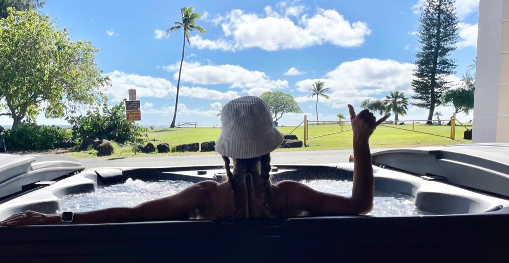 lady in hot tub at kauai property